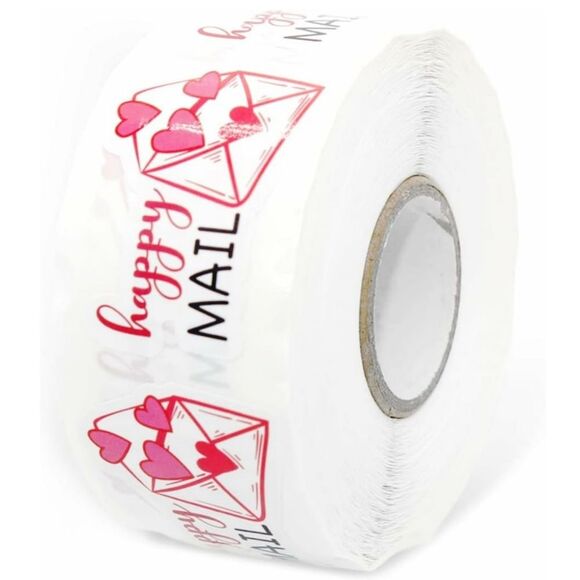 🔴 3/$15 Set pf 50 HAPPY MAIL STICKERS RED BLACK PINK HEARTS - Picture 1 of 4